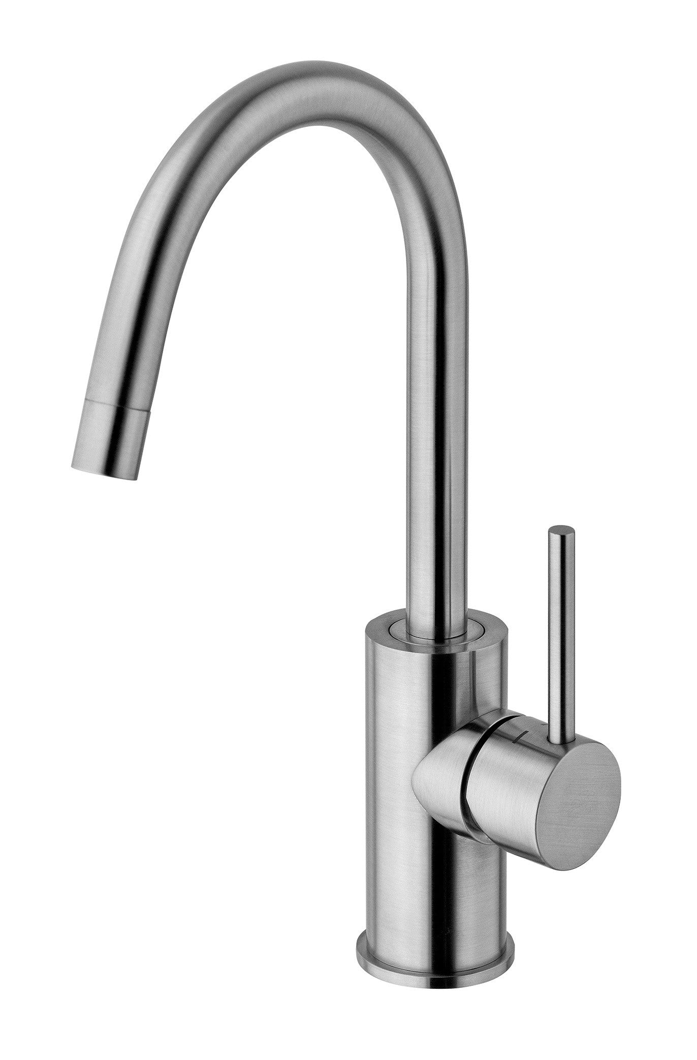 Paffoni Light LIg078st Miscelatore lavabo canna orientabile, vista frontale su sfondo bianco