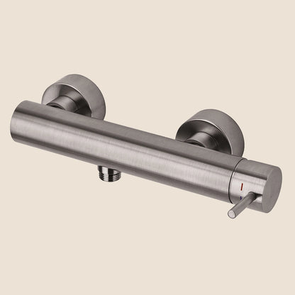 Paffoni Light Lig168st Miscelatore Doccia Esterno Steel, vista frontale della maniglia e della bocca di erogazione