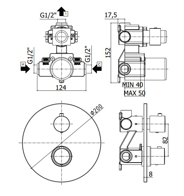 Paffoni Light Liq013no Miscelatore doccia incasso, componenti inclusi smontati: corpo incasso, placca e rosone