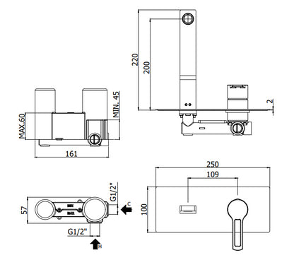 Paffoni Ringo Rin106no Miscelatore lavabo Incasso Nero Opaco