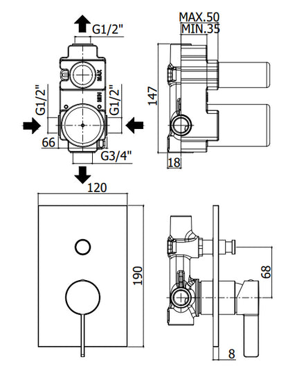 Paffoni Rock Ro015cr Miscelatore doccia Incasso Con Deviatore Cromo