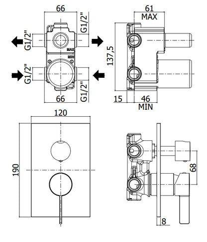 Paffoni Rock Ro018cr Miscelatore lavabo Incasso Con Deviatore e 2 Uscite Cromo