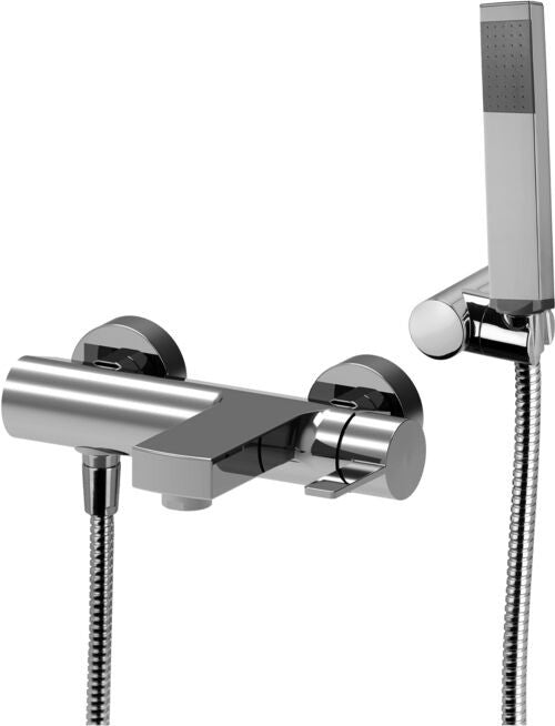 Paffoni Rock Ro026cr Miscelatore Vasca Con Set Doccetta ambientato in box doccia con pareti in vetro