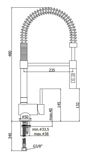 Paffoni STICK Sk179st Miscelatore lavello monoforo con doccia 2 getti e canna orientabile steel