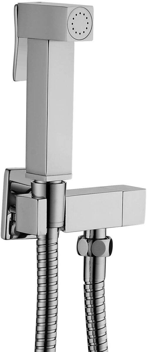Paffoni tweet square doccino bidet quadro solo acqua fredda, dettaglio ravvicinato della finitura e del marchio