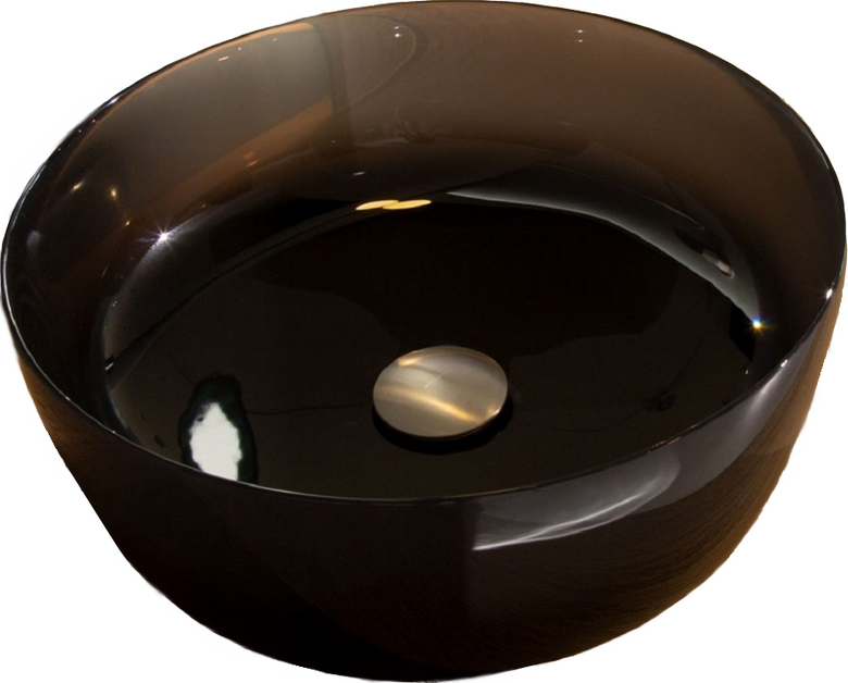 Antonio Lupi Catino43c Lavabo 43 cm Tondo in Cristalmood in resina ambientato su piano bagno con accessori - Antonio Lupi...