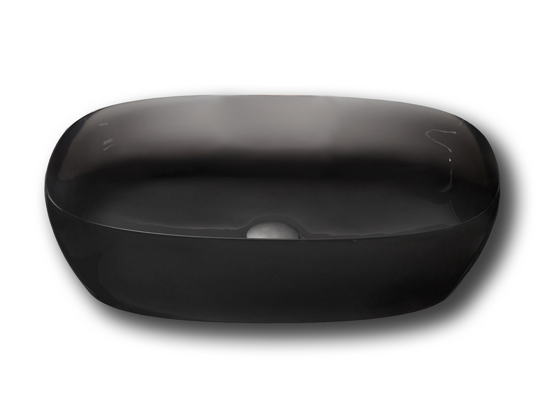 Antonio Lupi Senso Lavabo 60x40 appoggio In Cristalmood fume ambientato su piano bagno con accessori - Antonio Lupi Design