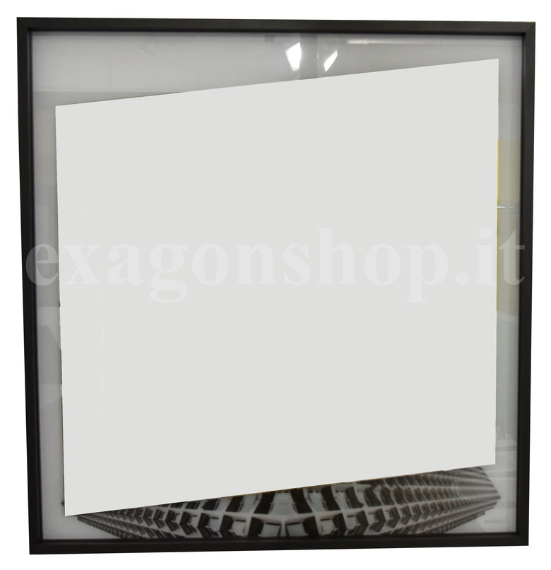 Antonio Lupi Specchio 72x75 a 2 Strati Collage219 in naturale con lavabo e rubinetteria, vista frontale su sfondo neutro...