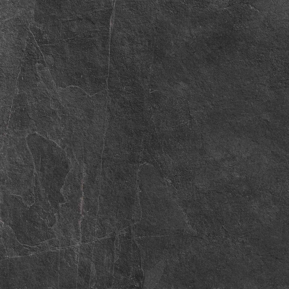 Pavimento Rivestimento 75x75 Rettificato Strutturato Black Strutturato, dettaglio ravvicinato della finitura e delle fughe
