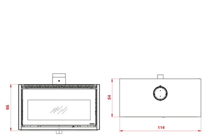 Stufa A Legna ad aria 12 Kw con focolare in Thermofix in acciaio nero Palazzetti Iki 16:9