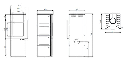 Stufa A Legna ad aria 8kw con porta verticale automatica in Ceramica Bianco Palazzetti Eva S