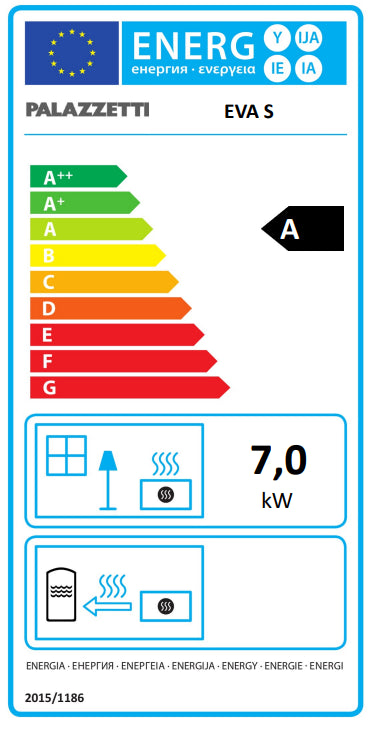 Palazzetti Eva S Stufa A Legna ad aria 8kw con porta verticale automatica in Ceramica Caffellatte
