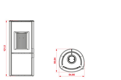 Stufa a Legna ad aria 8 kw con porta verticale top in ceramica e acciaio Antracite Palazzetti Sofia 805301300