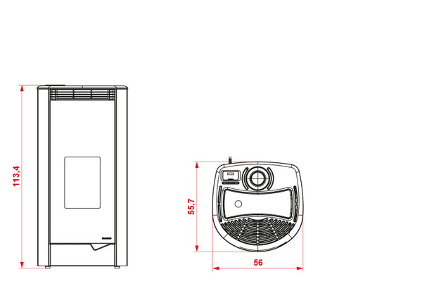 Palazzetti Marianne 9 Stufa ermetica A Pellet Ecofire ad Aria con uscita fumi superiore Moka