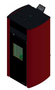 Palazzetti Lux 9 Stufa A Pellet ad aria Ecofire in acciaio Rossa, vista laterale che mostra profilo e dimensioni