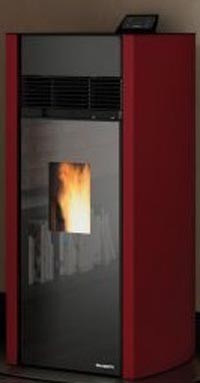 Schema tecnico di installazione di Palazzetti Lux 9 Stufa A Pellet ad aria Ecofire in acciaio Rossa con canna fumaria