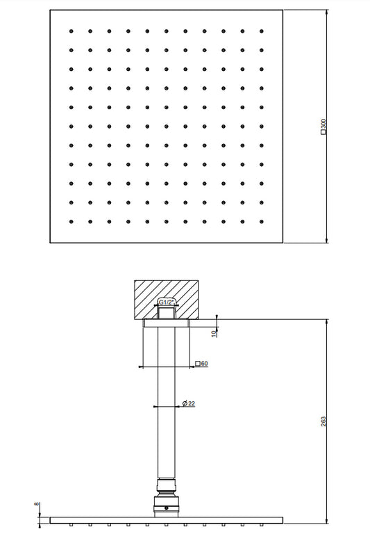 Soffione Doccia orientabile con braccio a Soffitto cromo Gessi Emporio 47362
