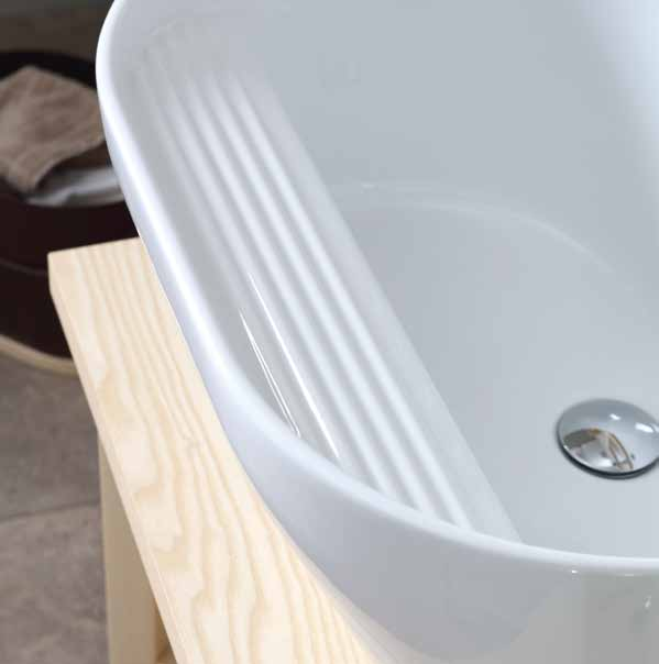Colavene Tino lavatoio 60x50 in ceramica Bianco Lucido, vista laterale della canna girevole
