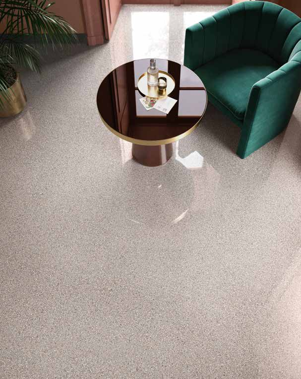 Pavimento rivestimento 120x120 effetto Marmo Rettificato In posata in ambiente arredato, dettaglio della venatura