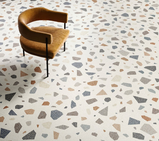 Pavimento rivestimento 60x60 decoro Effetto graniglia Rettificato in Gres Porcellanato Palladian Light Lucido Newdeco CSANDPLL90 Ceramica Sant Agostino