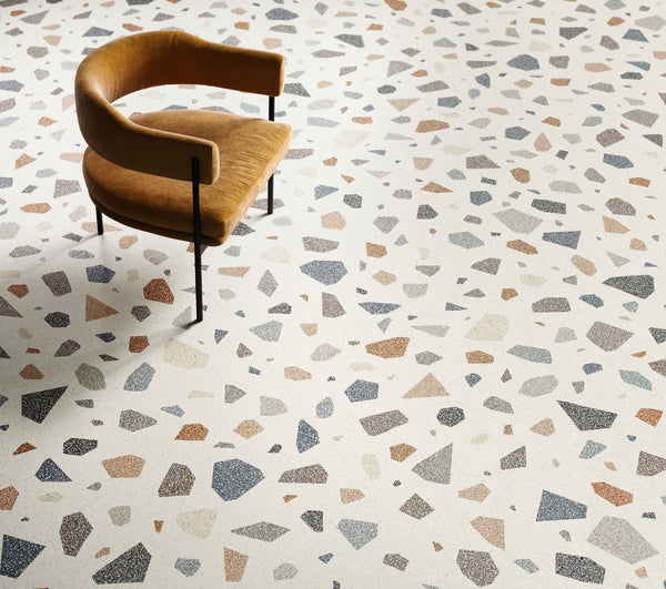 Pavimento rivestimento 60x60 decoro Effetto graniglia Rettificato in Gres Porcellanato Palladian Light Lucido Newdeco CSANDPLL90 Ceramica Sant Agostino