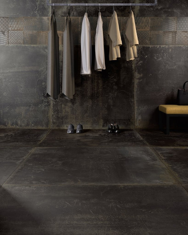 Pavimento Rivestimento 20x20 Cm Effetto Metallo In Gres Porcellanato Black Ceramica Sant Agostino Oxi CSAOXBLA20