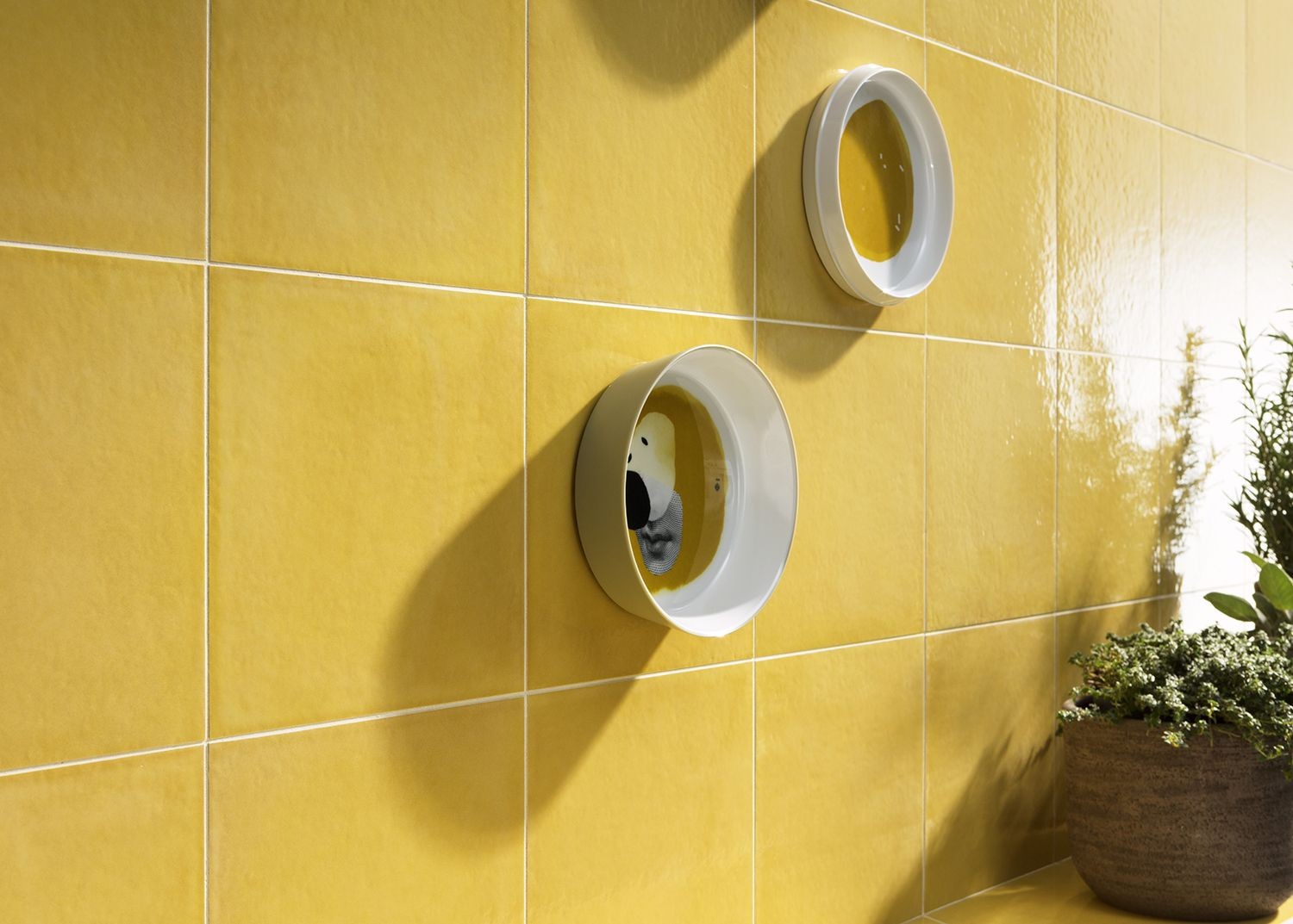Rivestimento 20x20 Cm Giallo Lucido Ceramica Sant Agostino, superficie e texture ravvicinata del gres