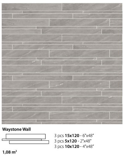 Rivestimento muretto 1,08 mm In Gres Porcellanato Grey Ceramica Sant Agostino Waystone Wall CSAWWYGY06