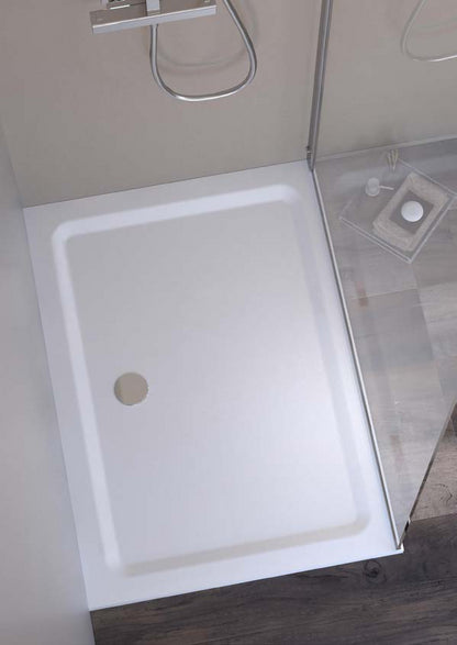 Piatto Doccia 120x70 rettangolare H 3,5 In Solilux Resina e Fibra Cristallo bianco Lucido Ponsi