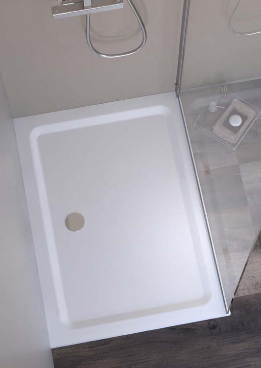 Piatto Doccia 120x70 rettangolare H 3,5 In Solilux Resina e Fibra Cristallo bianco Lucido Ponsi