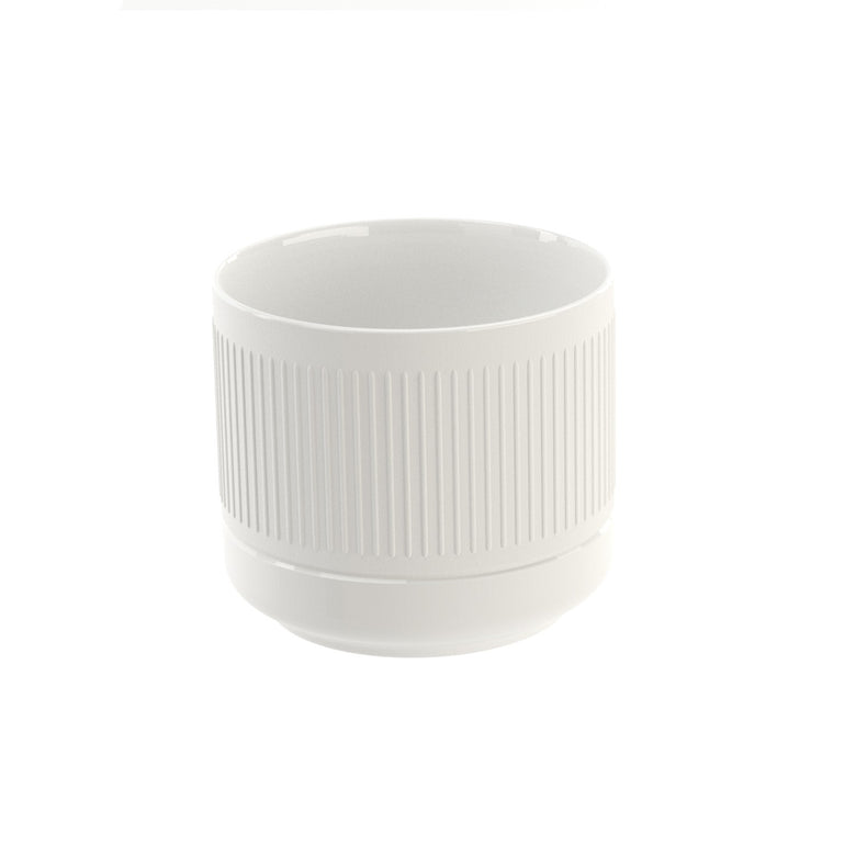 Bicchiere portaspazzolini largo Strisce Bianco Satinato montato a parete, vista del design e della finitura - Industrias...
