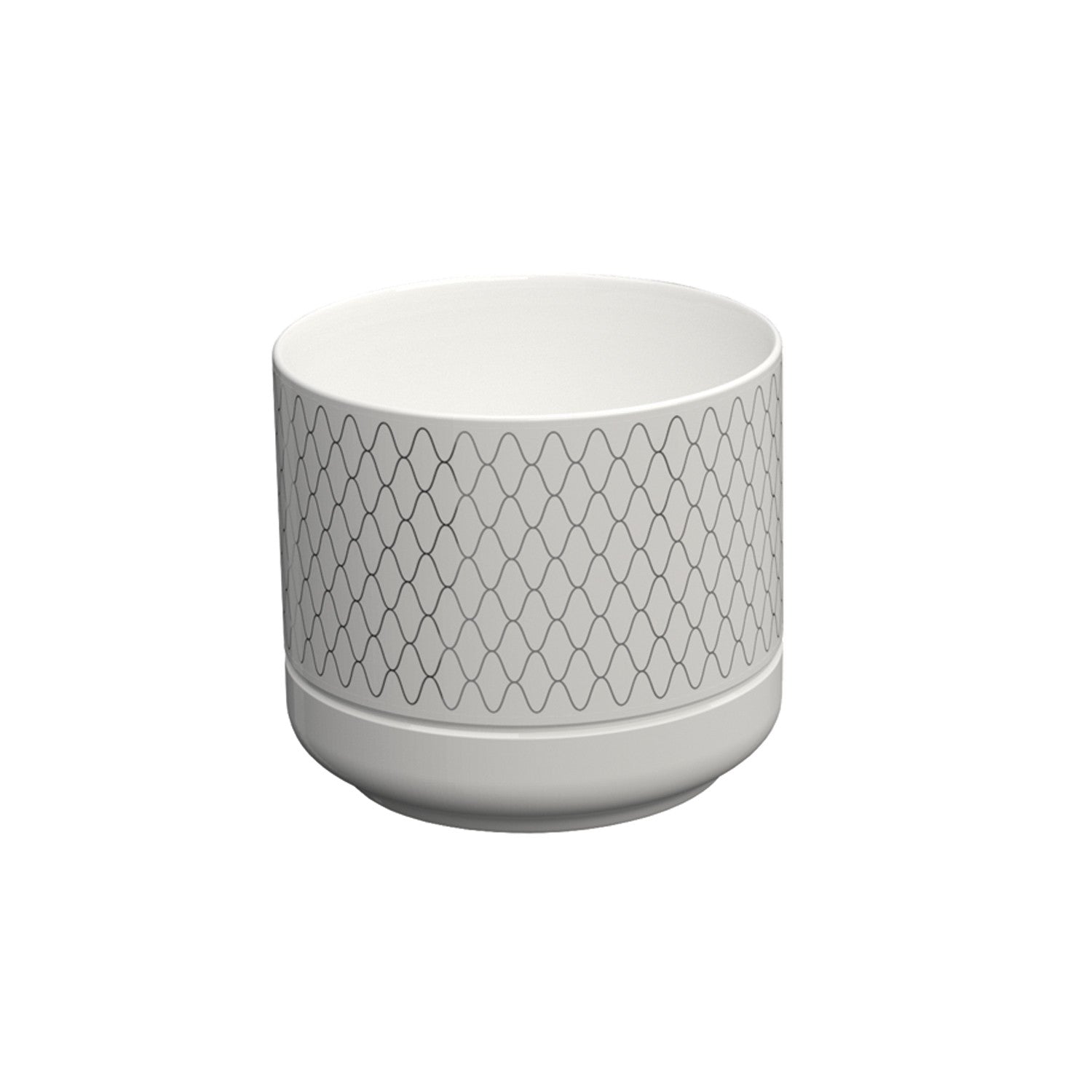 Bicchiere portaspazzolini largo finitura Netting Bianco in lucido e strutturato montato a parete, vista del design e...