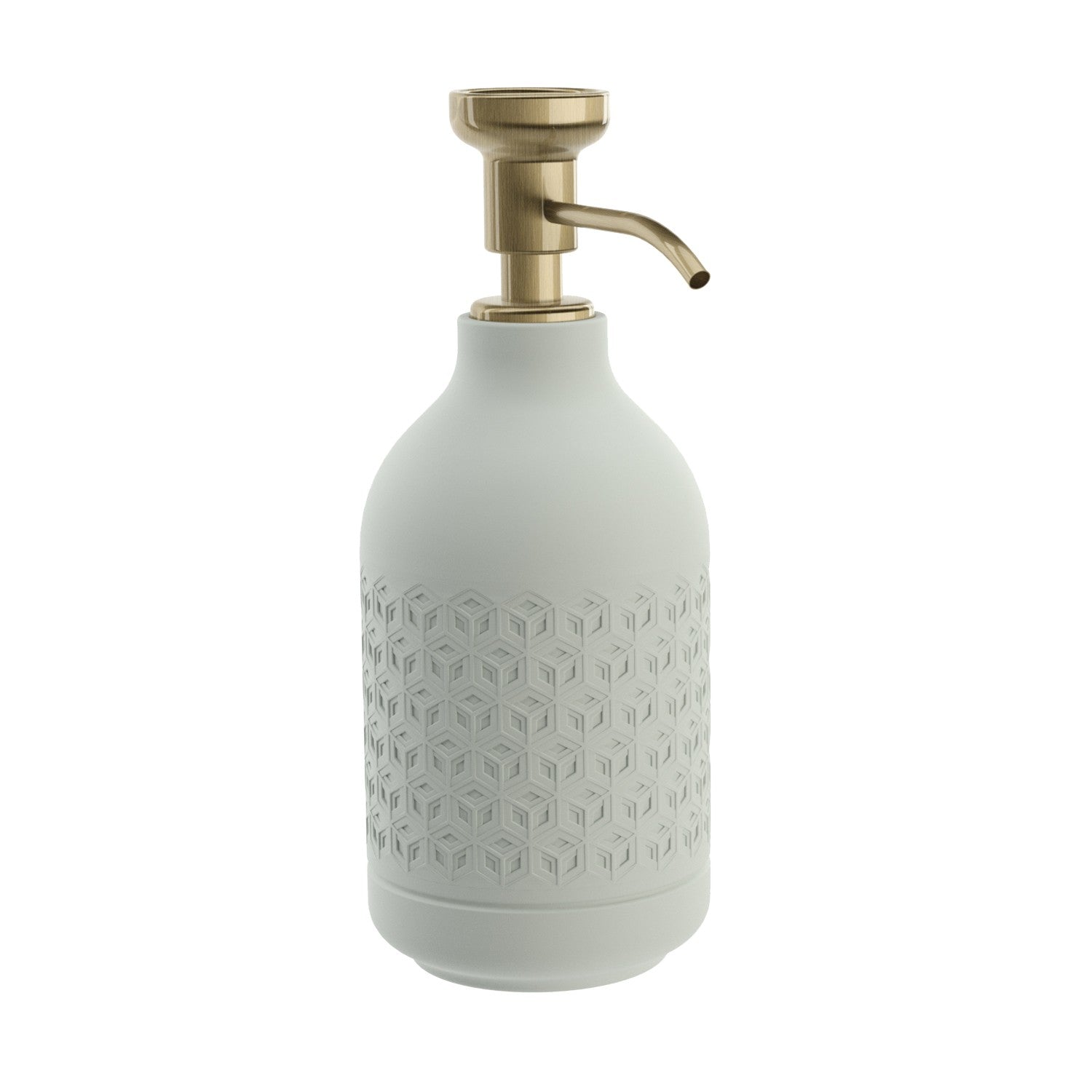 Dispenser sapone liquido da Appoggio Esagono Celadon Bron montato a parete, vista del design e della finitura...