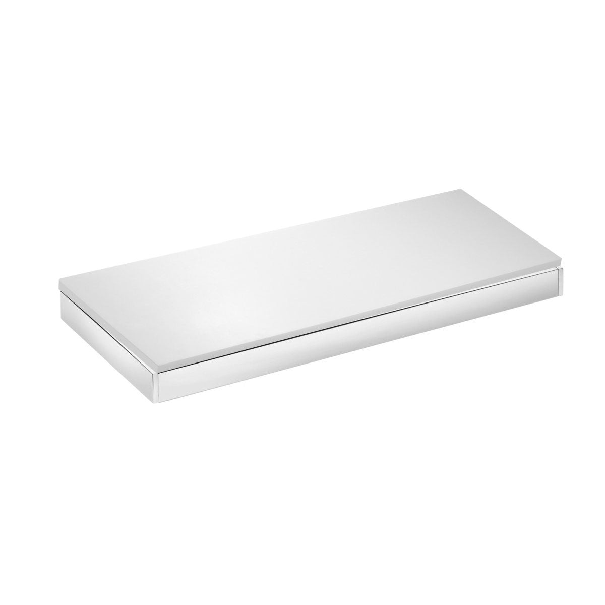 Cosmic Mensola bagno 12x30 Cromo bianco Satinato installato in bagno moderno con ante in vetro temperato - Industrias Cosmic