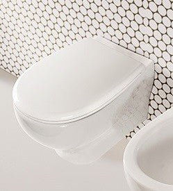 Globo Grace Vaso Sospeso Senza Brida senza sedile in, vista laterale del profilo e della forma - Ceramica Globo