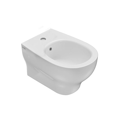 Ceramica Globo Grace Bidet Sospeso 52x36 monoforo in in lucido ambientato su piano bagno con accessori