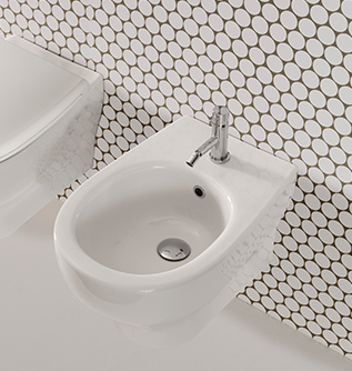 Ceramica Globo Grace Bidet Sospeso 52x36 monoforo in, vista frontale su sfondo bianco