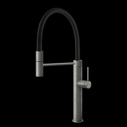 Miscelatore Cucina Semi Pro con Canna Girevole E Doccetta Estraibile 1 Getto Acciaio Spazzolato Flessa 60010 Gessi