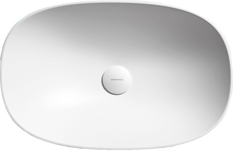 Antonio Lupi Velo Lavabo 35x54 ovale In Flumood bianco, vista frontale su sfondo bianco - Antonio Lupi Design