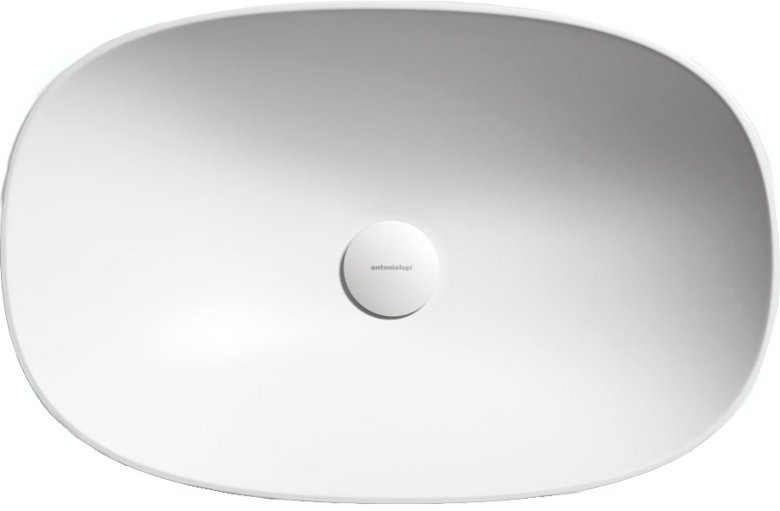 Antonio Lupi Velo Lavabo 35x54 ovale In Flumood bianco, vista frontale su sfondo bianco - Antonio Lupi Design