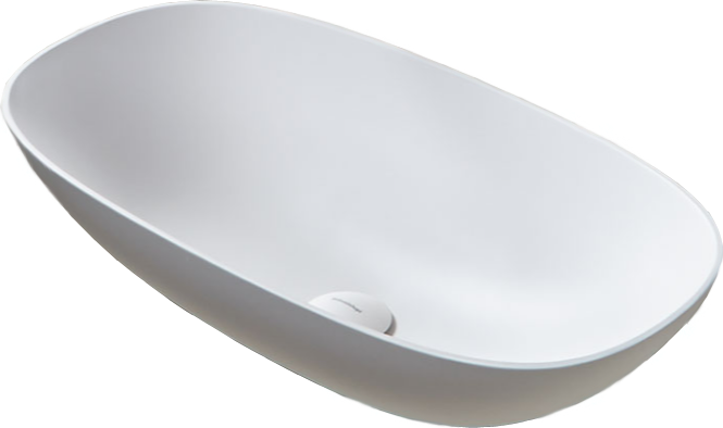 Antonio Lupi Velo Lavabo 63x35 In Flumood bianco ambientato su piano bagno con accessori - Antonio Lupi Design