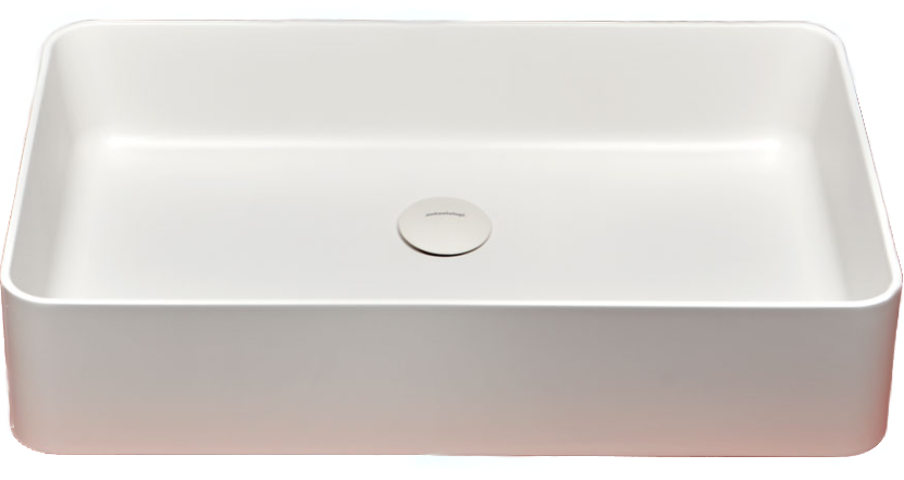 Antonio Lupi Velo Retto Lavabo 50x38 Rettangolare In in naturale ambientato su piano bagno con accessori - Antonio Lupi...
