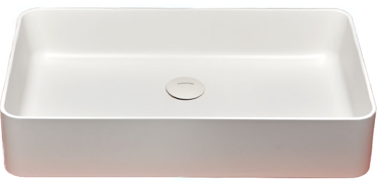 Antonio Lupi Velo Retto Lavabo 63x38 Rettangolare In ambientato su piano bagno con accessori - Antonio Lupi Design