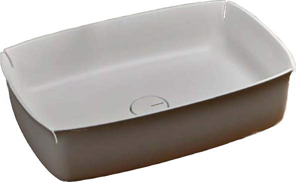 Antonio Lupi Bloom Lavabo 61x41 Rettangolare In Flumood, vista frontale su sfondo bianco - Antonio Lupi Design