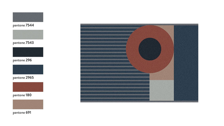 Antonio Lupi Tappeto 200x300 In Velluto fantasia blu Gv336 Multicolore ambientato in spazio living con arredi coordinati...