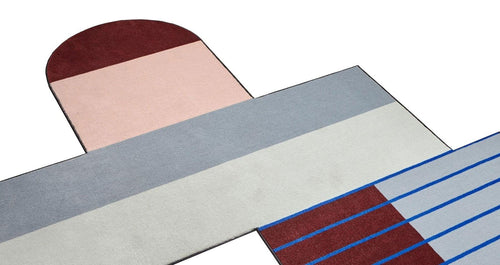 Antonio Lupi Geometrie Volanti Tappeto 250x350 In Velluto Multicolore, vista laterale della struttura e del profilo...