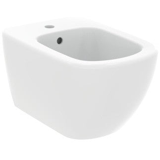 Ideal Standard Tesi Bidet sospeso monoforo fissaggi Bianco Opaco, vista frontale su sfondo bianco