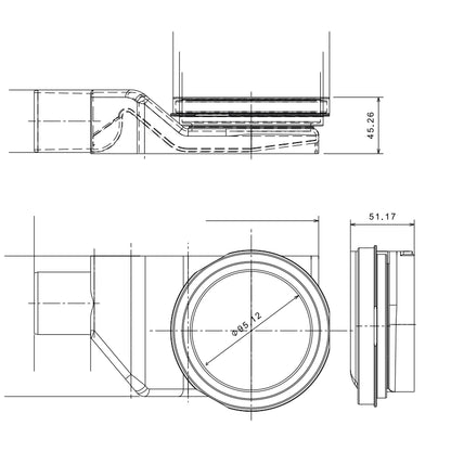Compact Net Line Canalina doccia a pavimento 55 cm con griglia e scarico Uscita dn 50