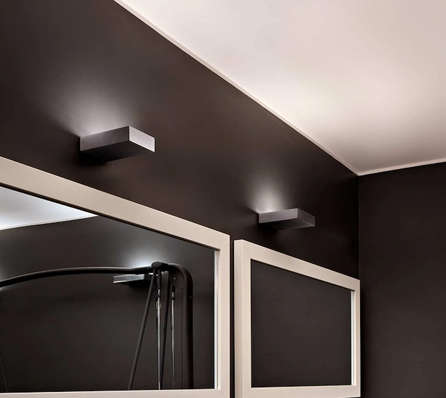 Flos Fort Knox Wall LED Mini nero Lampada a parete da, particolare del diffusore luminoso