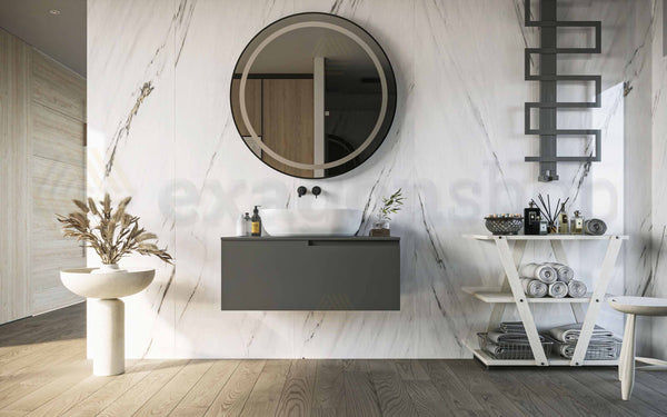 Mobile bagno grigio opaco 90x46 Sorrento un cassetto con ciotola